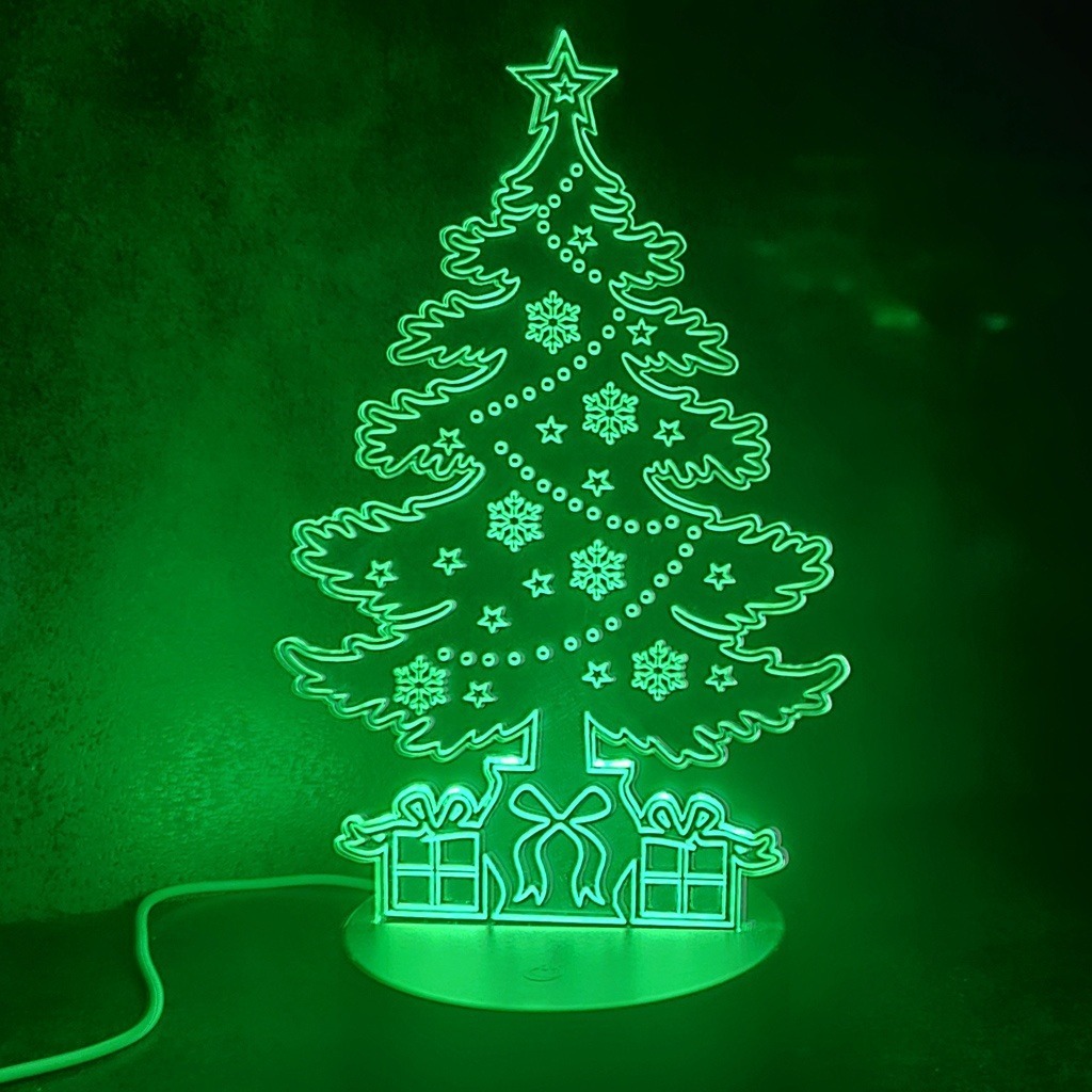 Green Tree Sq Christmas Neon Tree