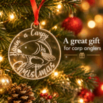 A Carpy Christmas fishing bauble presented as a Christmas gift for carp anglers