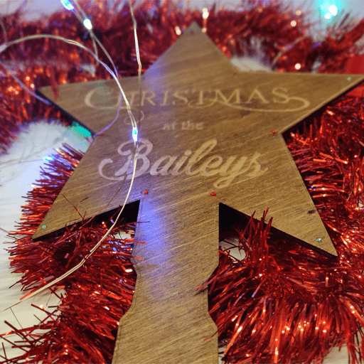 christmas star2 Personalised Christmas 'at the .. ' Birch Tree Topper