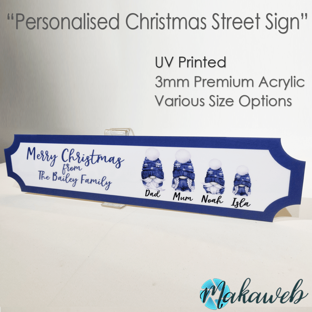 blue gonks street sign 1024 main ad A UV printed Personalised Christmas Blue Gonks family name sign