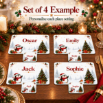 Penguin Christmas placemat and coaster set of four