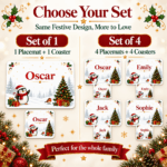 Penguin christmas placemat and coaster choose your set