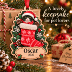 Personalised cat Christmas bauble shown as a festive keepsake for cat lovers