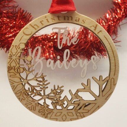 3 Layer Personalised Wooden Bauble.