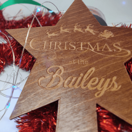 Personalised Christmas 'at the .. ' Birch Tree Topper