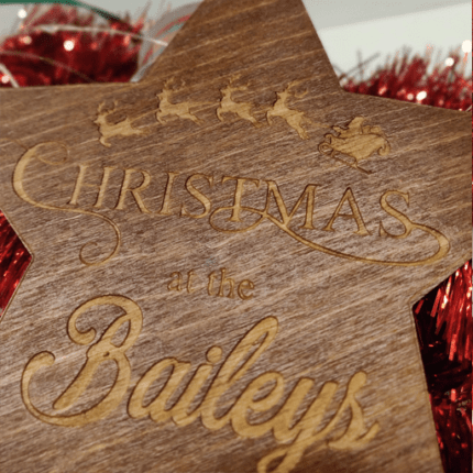 Personalised Christmas 'at the .. ' Birch Tree Topper