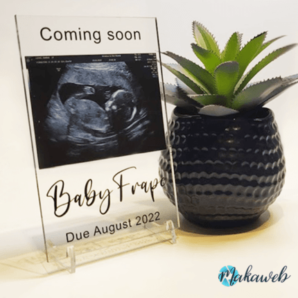 Personalised Acrylic Baby Scan “Coming Soon” Plaque