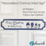 Personalised Christmas Blue Gonks Family Name Sign