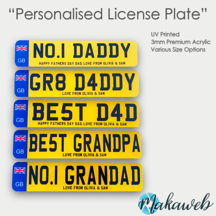 Personalised Fathers Day License Plate Sign