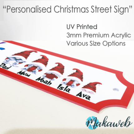 Personalised Christmas Red Gonks Family Name Sign
