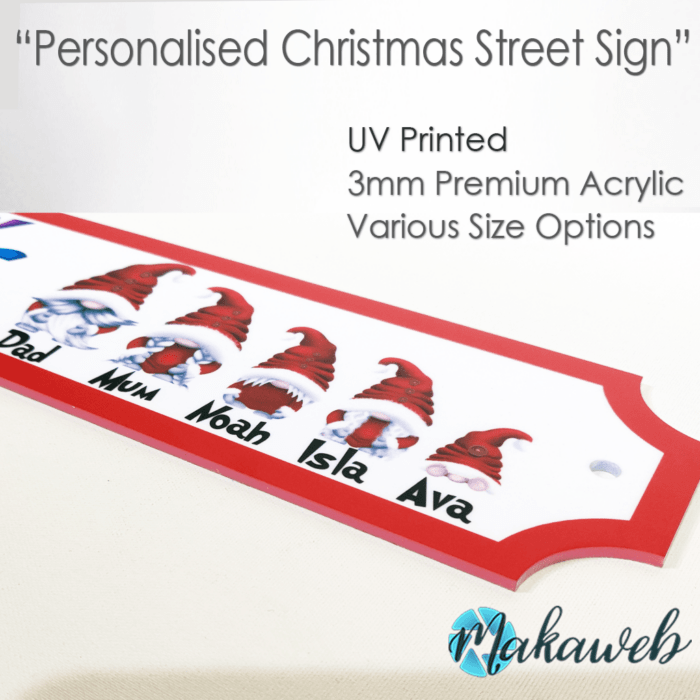 Personalised Christmas Red Gonks Family Name Sign