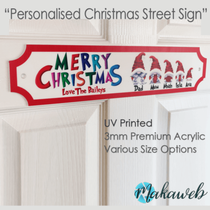 Personalised Christmas Red Gonks Family Name Sign