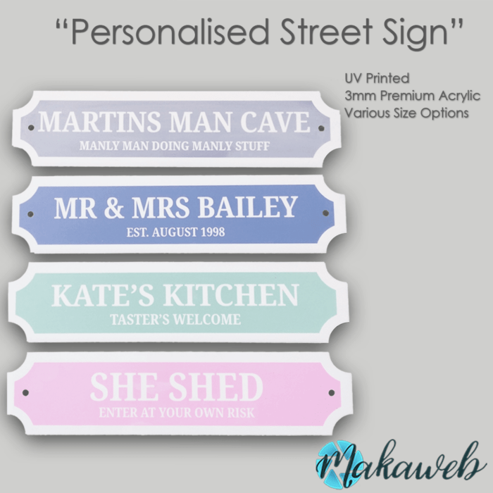 Personalised White Acrylic Street Signs
