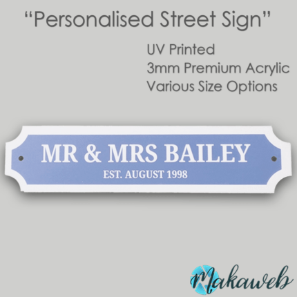 Personalised White Acrylic Street Signs